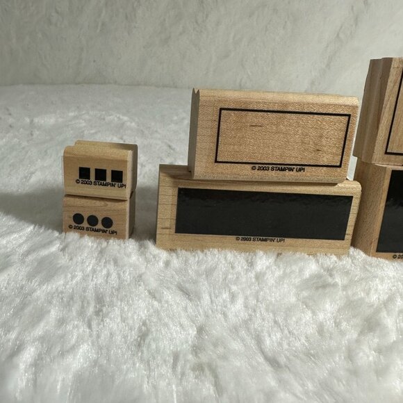 Stampin Up! 2003 Wood-Mounted Rubber Stamps - Set of 7 Simple Shapes 10 Piece - Picture 4 of 8